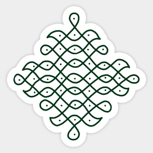 Dot Kolam, Green transparent Kolam, Muggu, rangoli Sticker
